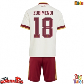 Spain Martin Zubimendi #18 Replica Away Stadium Kit for Kids World Cup 2026 Short Sleeve (+ pants)